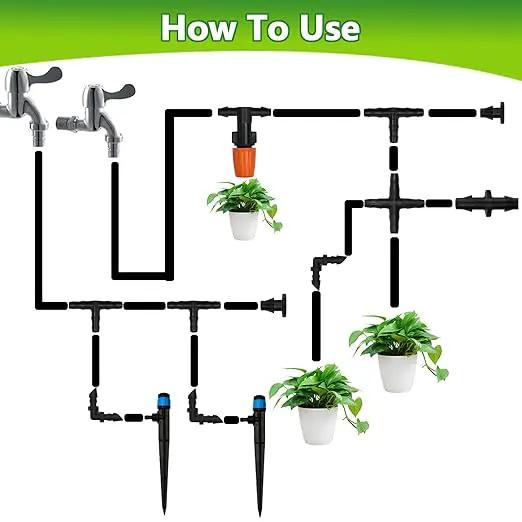 280 Pcs Drip Irrigation Fittings Kit for 1/4" Tubing, 1/4 Inch Drip Irrigation Barbed Connectors (Nozzles, Nozzle Tees, Single Barbs, Couplings, Tees, Elbows, Plugs, Crosses) for Garden System by GreenHaven Gardens