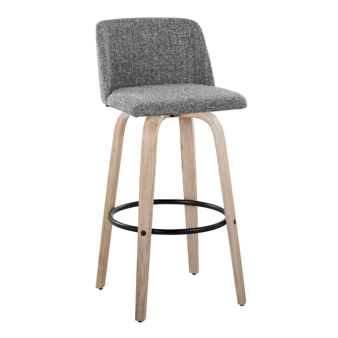 Toriano - Mid-Century Modern Fixed Height BarStool With Round Footrest (Set of 2) by HouseOfZazla