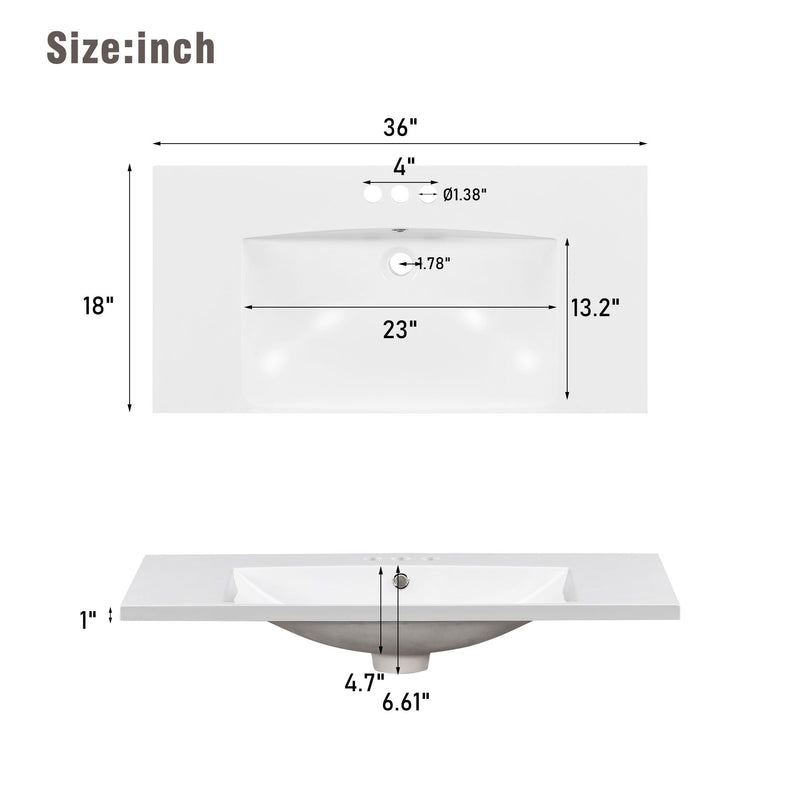 Shaker Free Standing Bathroom Vanity Cabinet & Sink, Soft Close Drawers, Soft Close Doors by HouseOfZazla