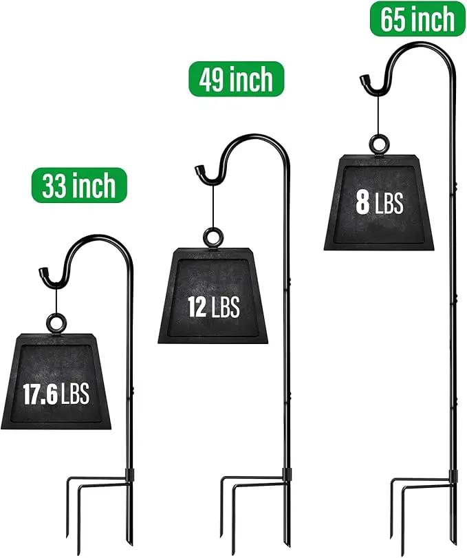 GOFORWILD Shepherd Hooks 2 Pack Adjustable, 49 inches Tall, Premium Metal Garden Hook for Outdoor, Hanging Plant, Solar Lights, Lanterns, Bird Feeders, and Wedding Decor, 7013 by GreenHaven Gardens