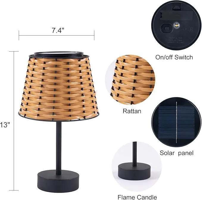 Solar Table Lamps for Outside,Handmade Rattan Woven LED Desk Outdoor Lamp Waterproof Boho Decoration for Garden,Yard,Patio,Porch,Trees,Lawn,Pathway(Austin Natural Brown) by GreenHaven Gardens