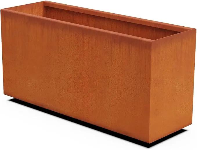 Large Rectangular Planter for Outdoor Plants – 36-Inch Corten Steel Planter Box | Heavy Duty Metal, Modern Rustic Finish | Made in USA, Fully Assembled by GreenHaven Gardens