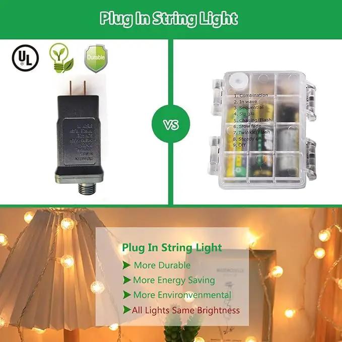 Globe String Lights 65.6 Feet 150 LED, Plug in Crystal Fairy String Lights with Remote Timer, 8 Modes Indoor Outdoor Hanging Globe Lights for Wedding Bedroom Classroom Patio Garden by GreenHaven Gardens