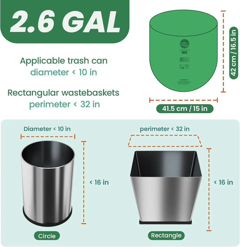 RAYTID Compostable trash Bags 2.6 Gallon Compost Bags for Kitchen Countertop Bin 1.3,2,3, Gallon, 120 Count,Small Kitchen Food Scrap Waste Bags,ASTM D6400, US BPI & Europe OK Compost Home Certified by GreenHaven Gardens