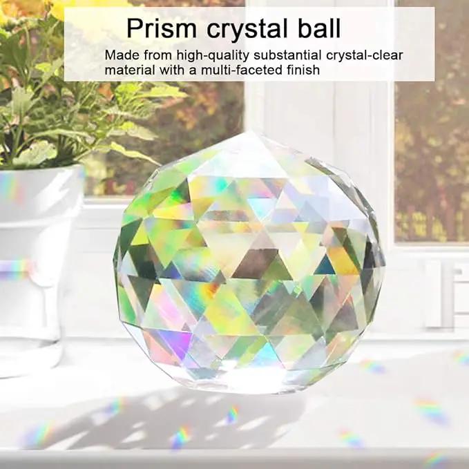 2 Pack Clear Crystal Ball Prism Window Rainbow Maker Window Prisms Suncatcher for Feng Shui, (80mm+60mm) by GreenHaven Gardens