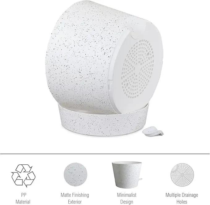 12 inch Large Self Watering Pots, Plant Pots with Mesh Drainage Holes for Indoor Outdoor Plants, Plastic Planters with Deep Reservoir for Garden House Flower Plants, Speckled White by GreenHaven Gardens