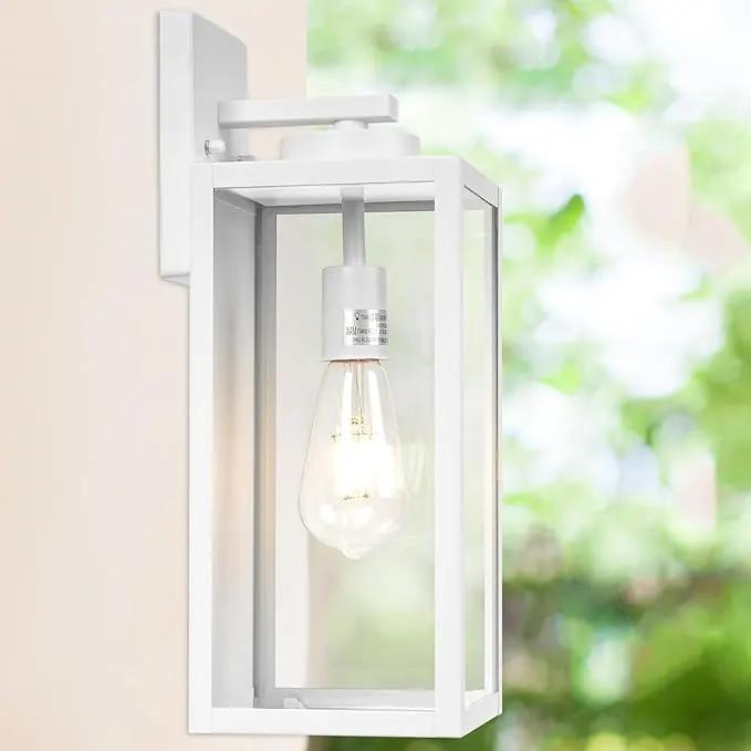 16-inch Large Outdoor Wall Light Fixture, White Exterior Wall Lantern Waterproof, Farmhouse Porch Sconce Lighting with Glass, Modern Outside Lights for House, Garage, Patio Lamp, 2 Packs by GreenHaven Gardens