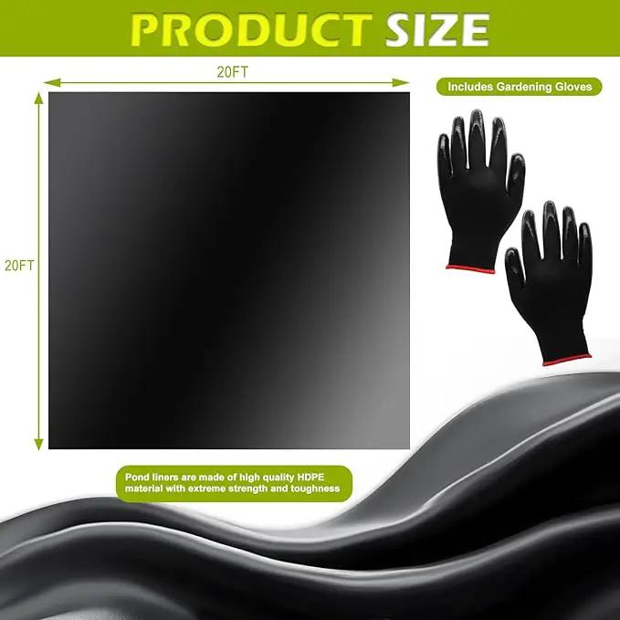 20 x 20 FT Pond Liner, 20 Mil Pond Liners for Outdoor Ponds, HDPE Pond Liner Preformed Easy Cutting Puncture Resistant, Pond Liners for Water Garden Fountain Waterfall, Koi Fish Aquaculture Pond by GreenHaven Gardens