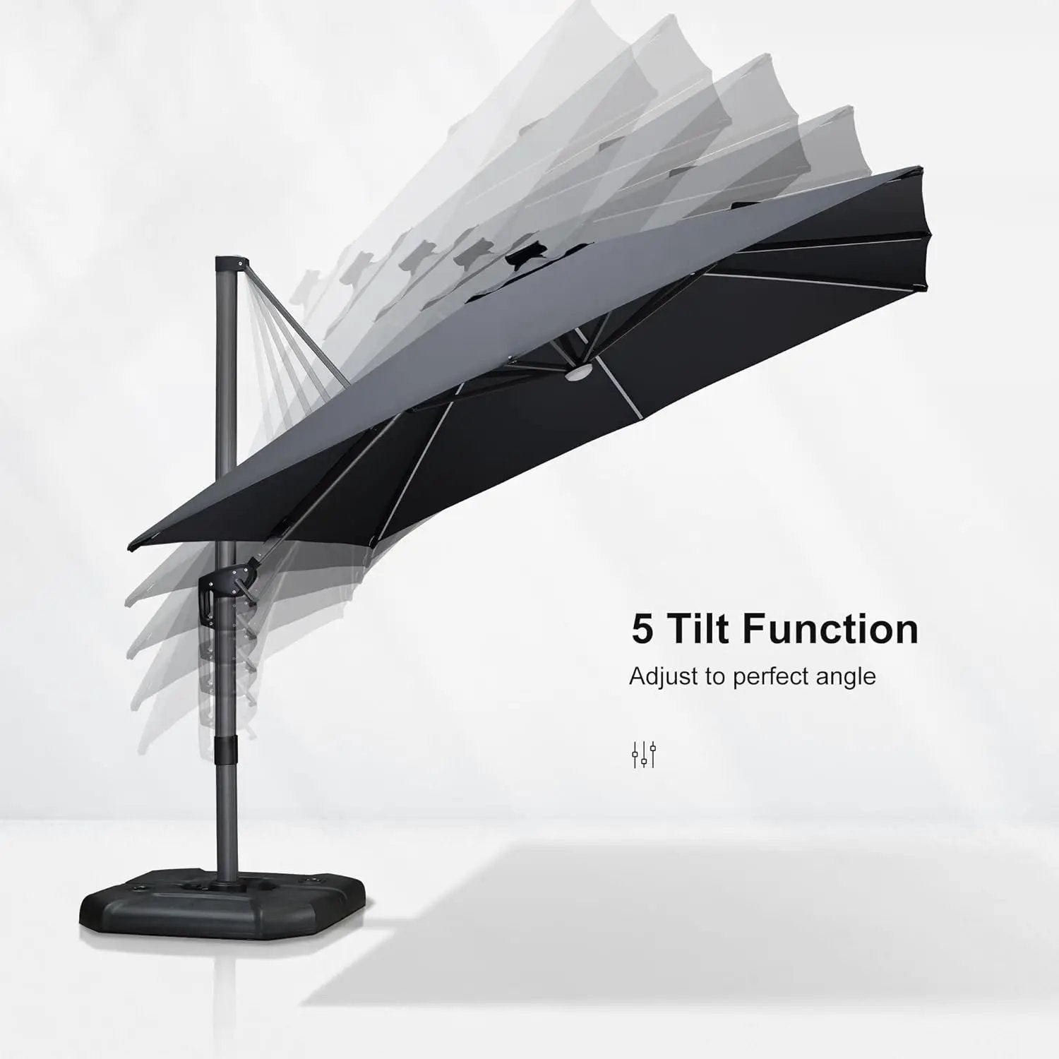 PURPLE LEAF 10 Feet Patio Umbrella Outdoor Cantilever Solar Powered LED Square Umbrella Aluminum Offset Umbrella with 360-degree Rotation for Garden Deck Pool Patio, Grey by GreenHaven Gardens