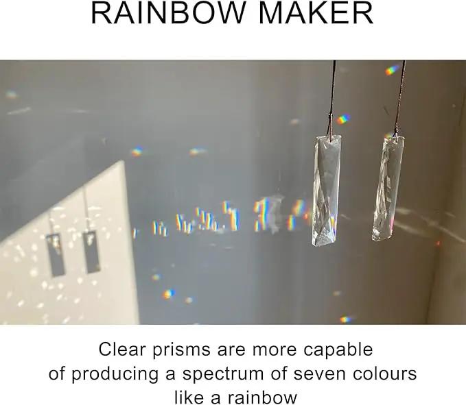 2PCS 5" Large Crystal Sun Catcher Prisms, STINO Hanging Suncatchers with Glass Prism, Rainbow Maker for Windows, Balcony, Kitchen, Garden Decoration (1, Net Rectangle Clear 2Pcs) by GreenHaven Gardens