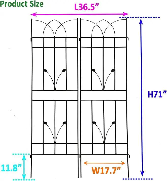 2 Pack Metal Garden Trellis 71" Black Fence Rustproof Garden Trellis for Climbing Plants Support Roses Flower Outdoor Lawn, Black by GreenHaven Gardens