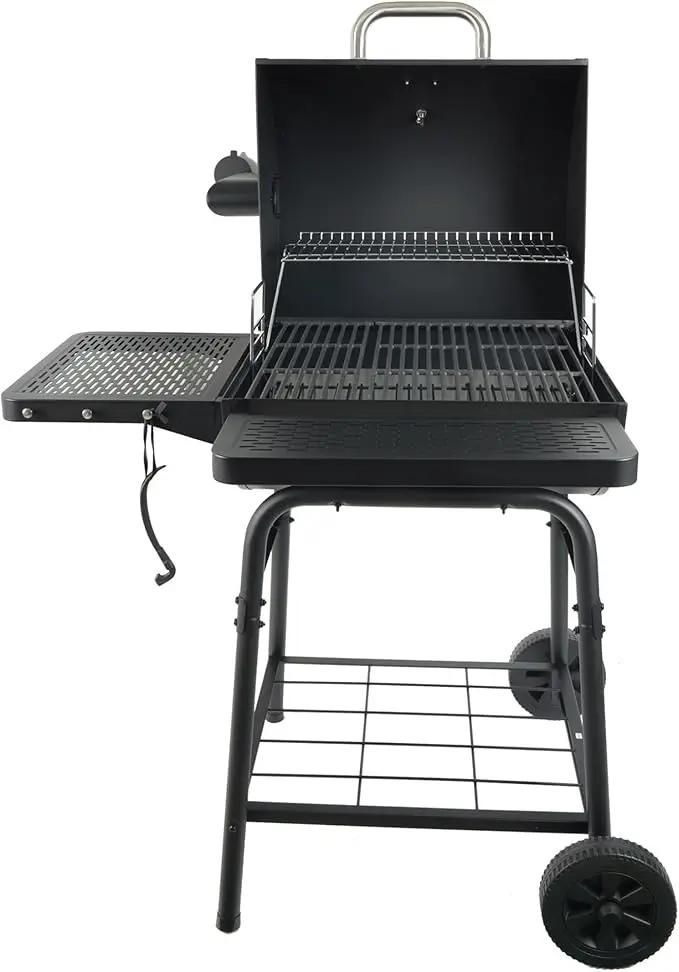 Grill Boss 23 Inch Charcoal Barrel Grill with Adjustable Grate, Large Cooking Area, Black by GreenHaven Gardens