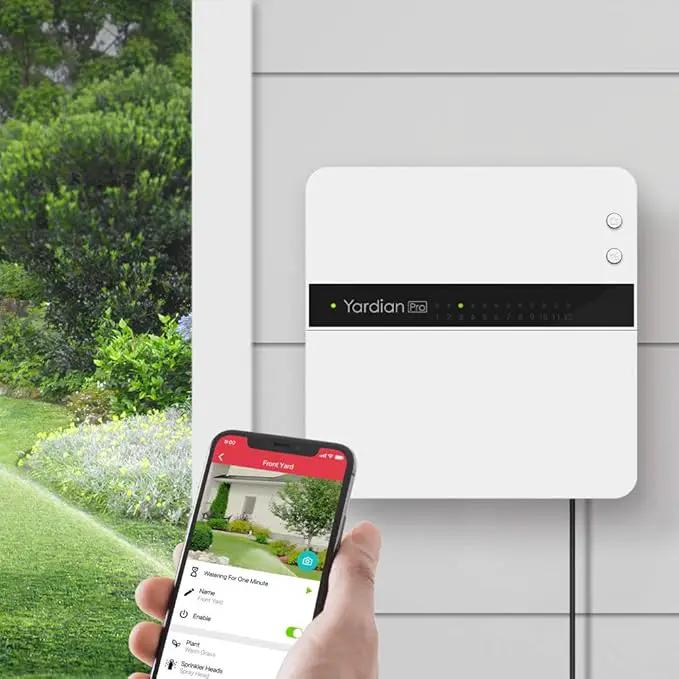 Yardian Pro Smart Sprinkler Controller 6 Zone - Control Buttons, Apple HomeKit, Alexa, Google Assistant and Home Assistant Compatible, Enhanced Wi-Fi, RJ45, Level VI Worldwide Power Supply by GreenHaven Gardens