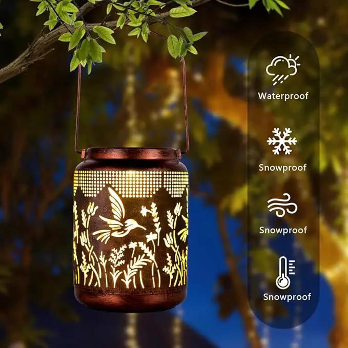 Hummingbird Solar Lanterns Outdoor Waterproof,Metal Garden Decor Hummingbird Gifts Hanging Solar Lanterns Outdoor Lights for Patio, Yard, Poch,Table Birthday Gifts for Women Mom by GreenHaven Gardens