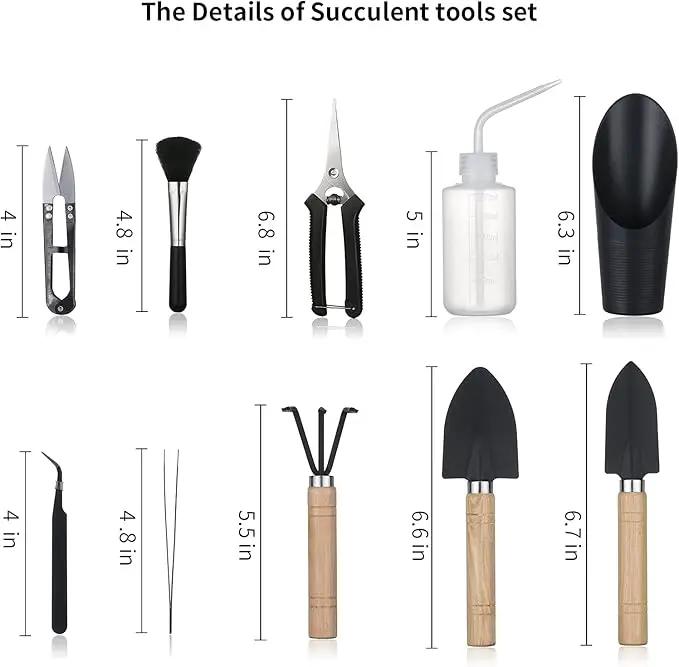 11Pcs Succulent Tools,Mini Garden Tools,Succulent Watering Tool as Plant Accessories,Succulent Gardending Hand Tools Kit for Seedling Soil,Caring Succulent,Houseplant,Gifts for Woman (No Flowerpot) by GreenHaven Gardens
