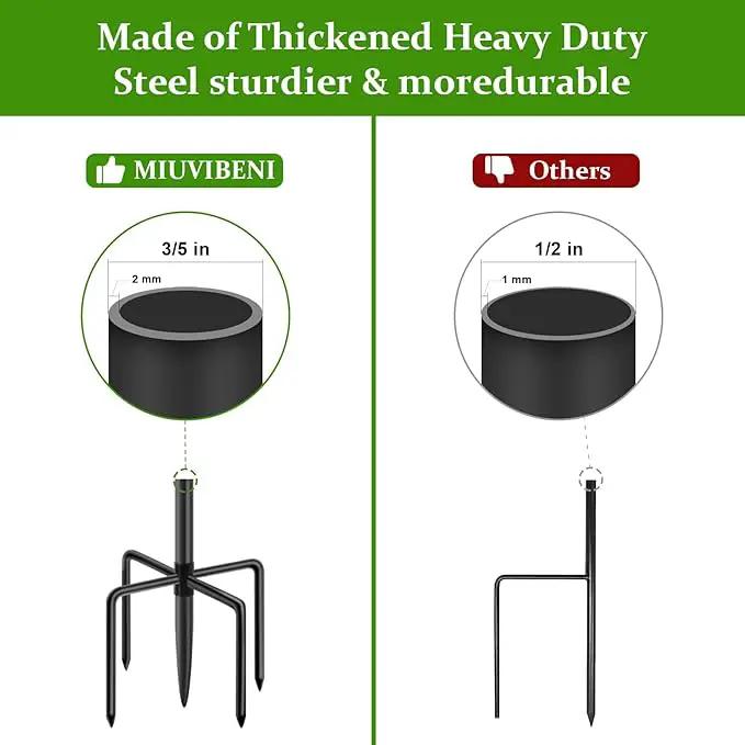 Shepherds Hooks for Outdoor, 48 Inches Garden Bird Feeder Pole for Hanging Bird Feeder, Plant Baskets, Solar Light Lanterns, Outdoor Plant Hanger Hook with 5 Base Prongs, 2 Packs by GreenHaven Gardens