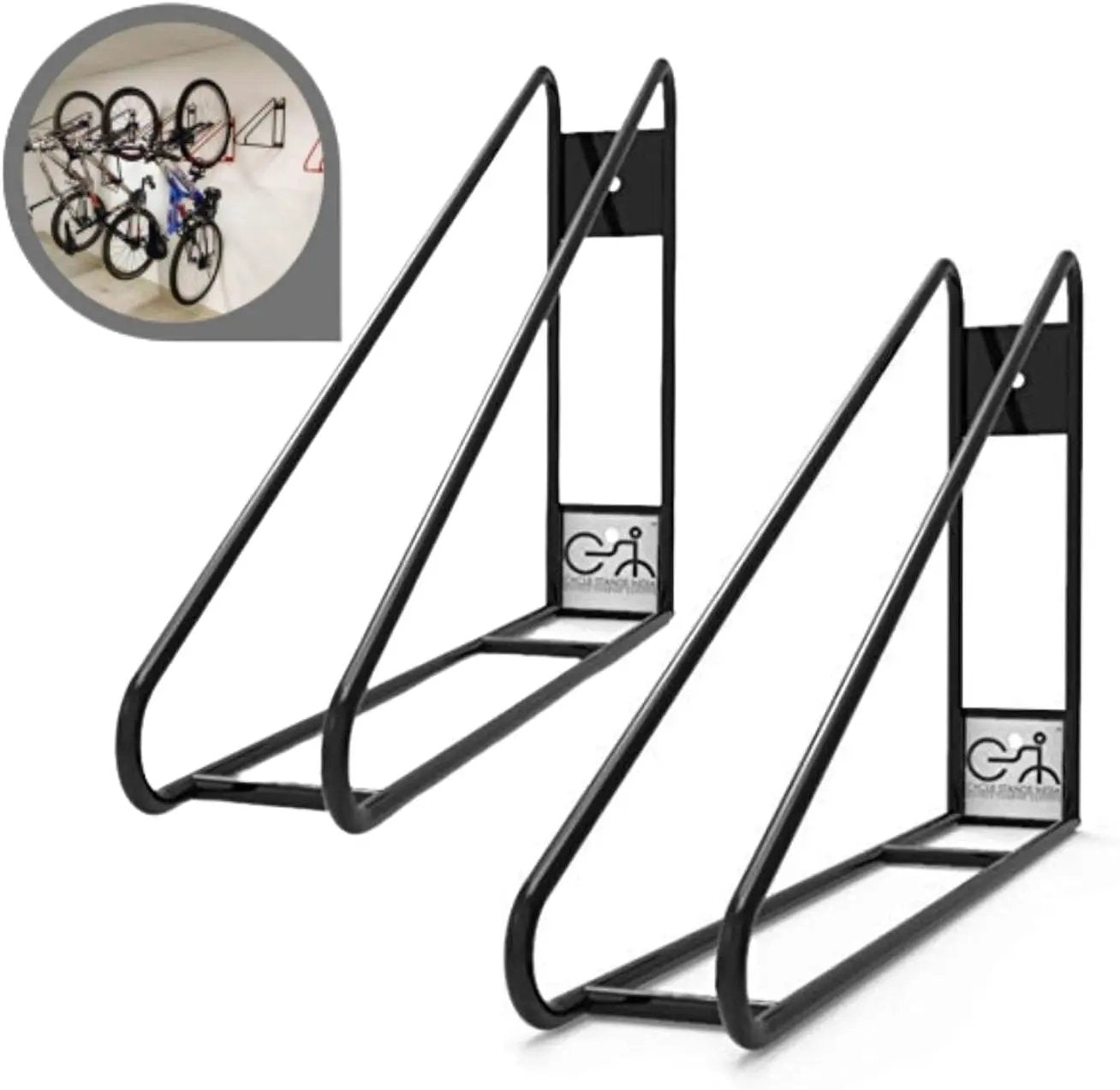 Bike Wall Mount Vertical Bike Hanger for Home Space Saving Rack Storage Mount for Garage or Home Bicycle Holder for Mountain Bikes Road Bikes Holds up to 77lbs Black,Pack of 2 by GreenHaven Gardens