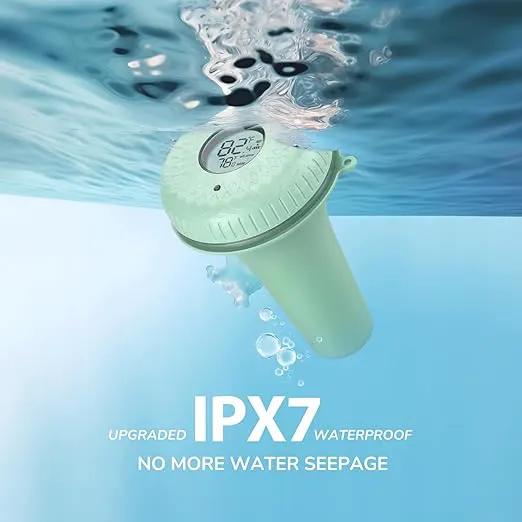 Firelex Wireless Digital Pool Thermometer Floating Easy Read, with Indoor Temperature Humidity Monitor for Swimming Pools Hot Tubs Small Ponds Aquariums by GreenHaven Gardens