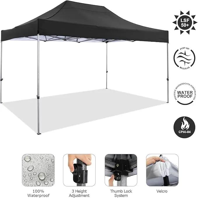 COBIZI 10x15 FT Pop up Canopy Tent,Heavy Duty Easy Up Commercial Outdoor Party Canopy Tents for Wedding Parties All Season Wind & Waterproof Gazebo with Carry Bag,Black(Frame Thickened) by GreenHaven Gardens