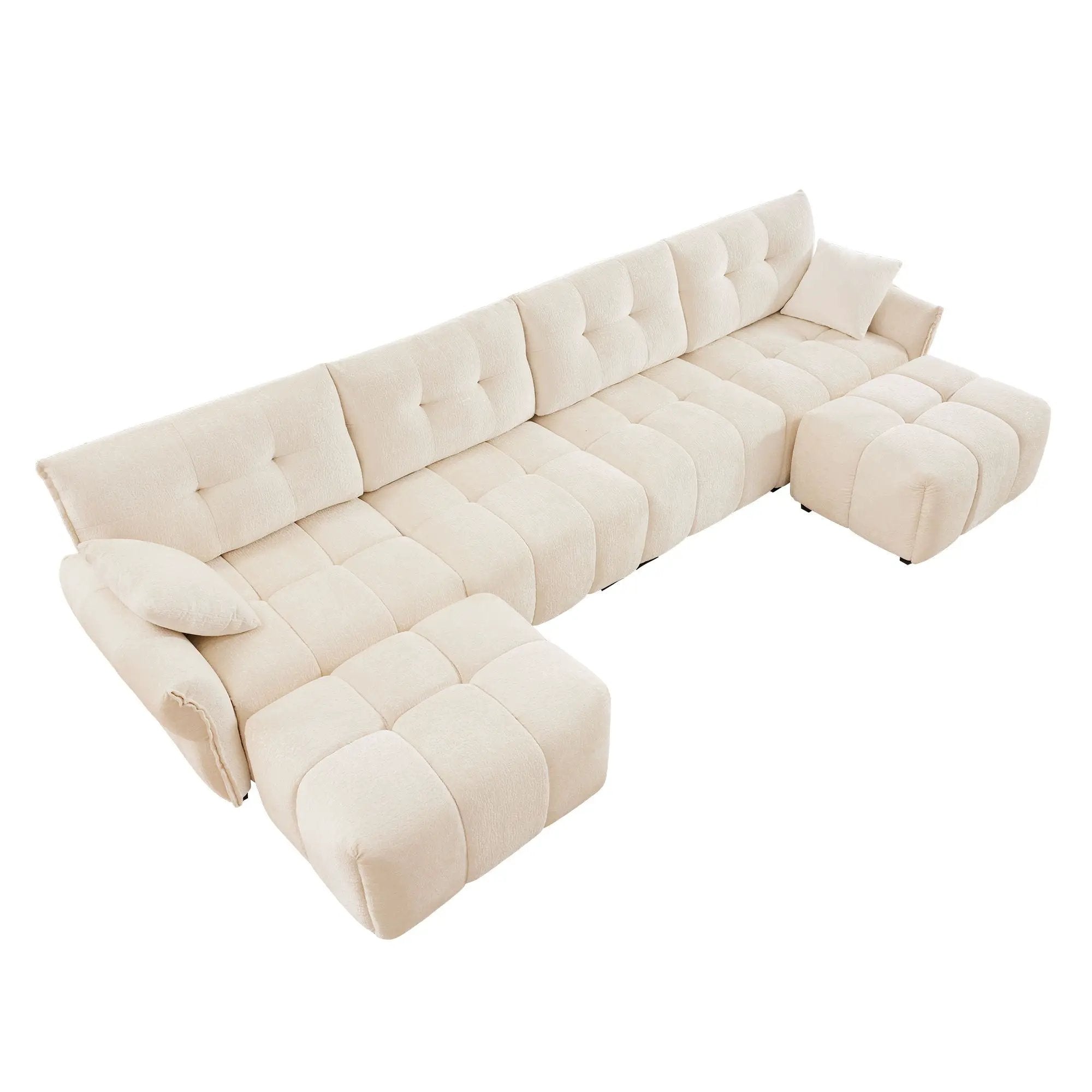 Sofa Set With Ottoman And Pillows, Textured, High Resilience Cushions by HouseOfZazla