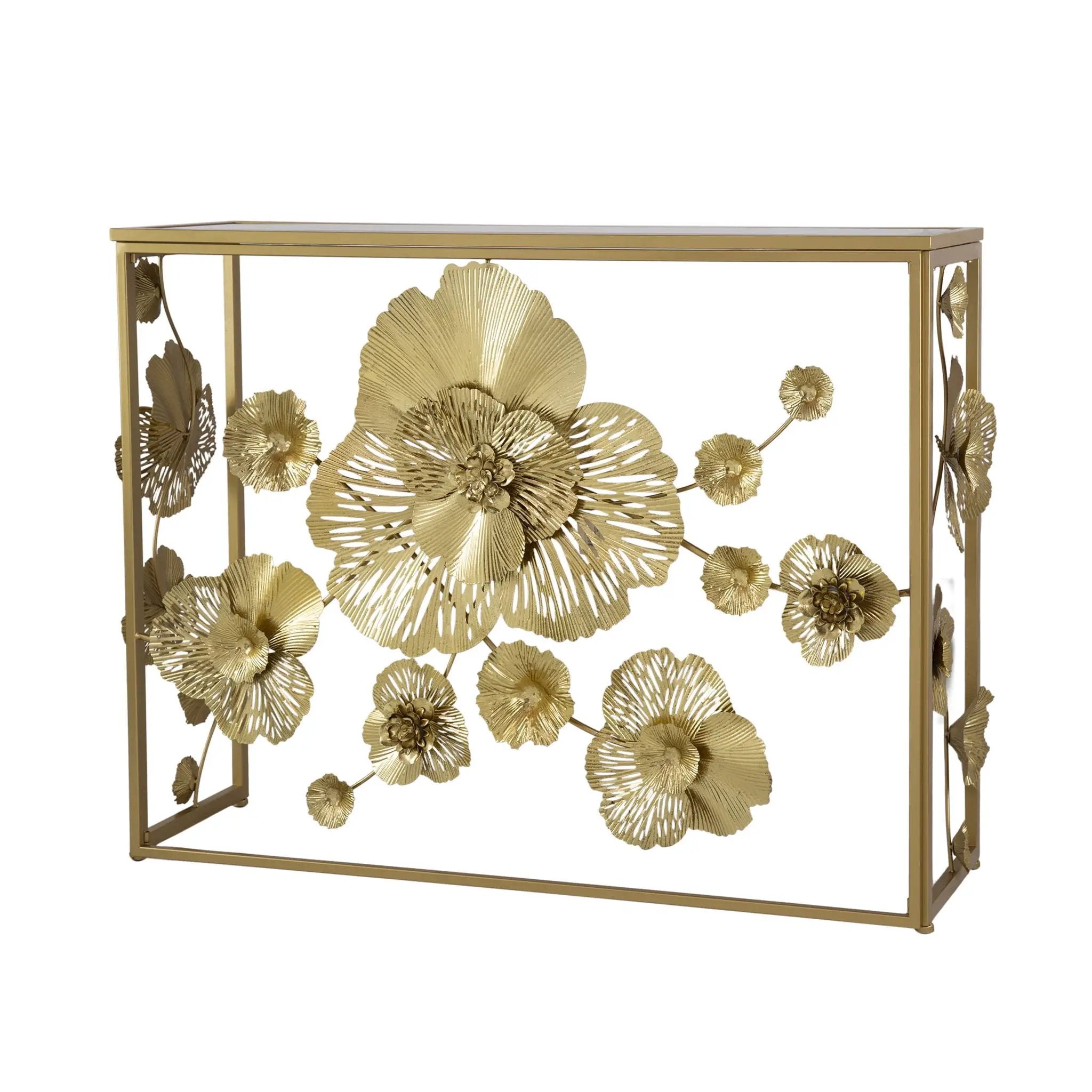 Console Table With Mirrored Glass Top, Modern Entryway Table For Living Room Foyer Entryway - Gold by HouseOfZazla