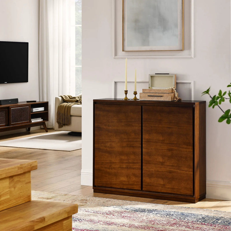 Sideboard, Buffet Cabinet With 2 Outlet Holes, Storage Cabinet For Entryway, Hallway, Living Room, Kitchen, Dining Room, Bedroom - Walnut by Unique Piece Furniture