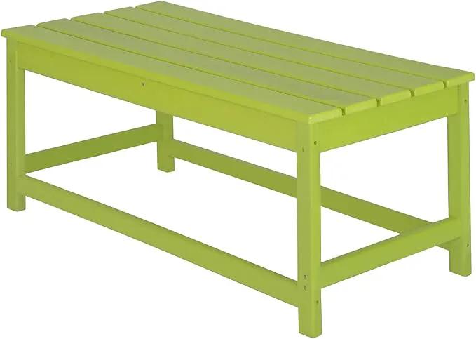 WO Home Furniture Adirondack Chairs Table Set of 3 PCS Outdoor Folding Chairs Coffee Table Weather/UV Resistant for Lawn, Garden, Bon Fire, Balcony (Lime) by GreenHaven Gardens