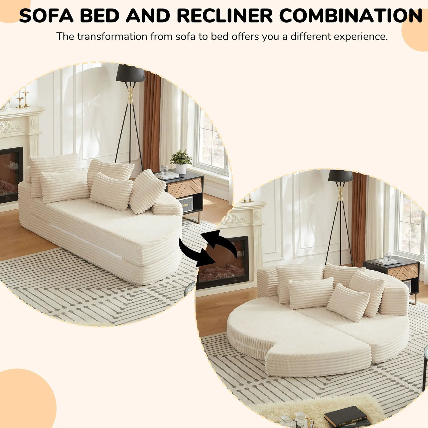 Semi Circular 2 In 1 Sofa Bed With Neck Pillow by HouseOfZazla
