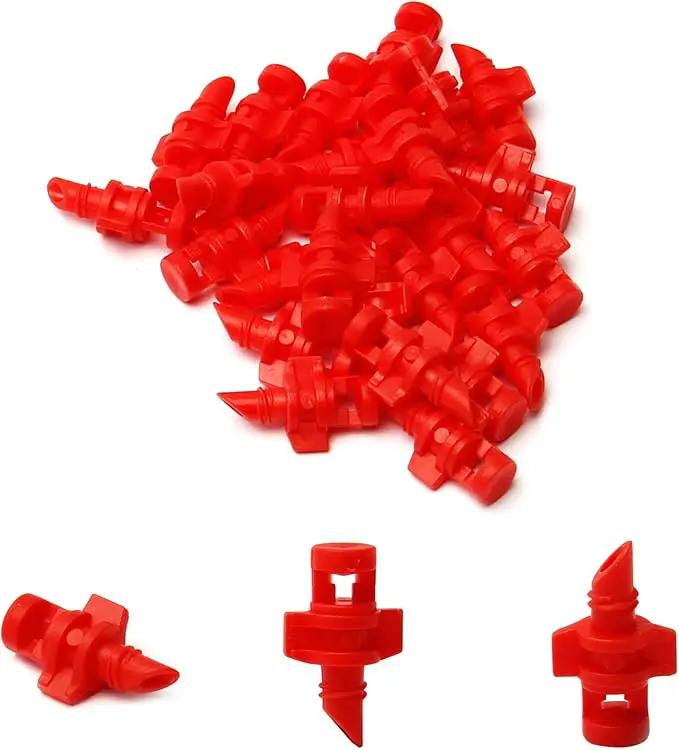 MroMax 25Pcs 360 Degree Micro Sprayer Automizing Sprinkler Nozzle Hydroponic Aeroponic Misters Fan Jet for Miniature Garden Lawn Plant Irrigation System Red by GreenHaven Gardens