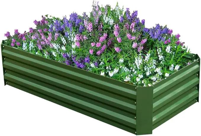 4x2x1ft Metal Raised Garden Bed Kit，Galvanized Garden Bed Box for Vegetables, Flowers, Herbs, and Succulents,60 Gallon Capacity - Green by GreenHaven Gardens