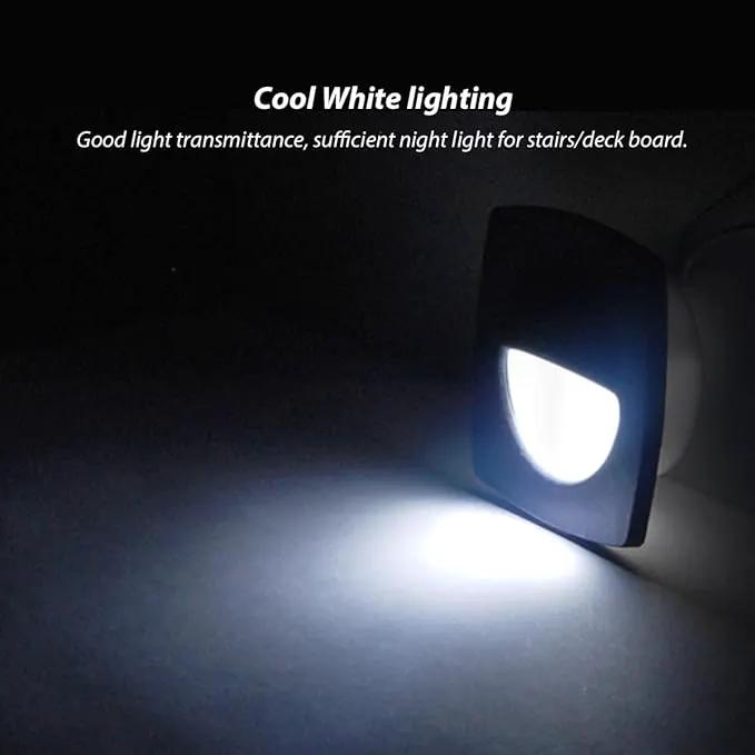 Dream lighting 12volt LED Black Recessed Companion Way Courtesy Light for Marine Ship Boat Cabin, RV Stair Step Light, Exterior Patio Garden Landscape Lighting –Square, Cool White, Pack of 6 by GreenHaven Gardens