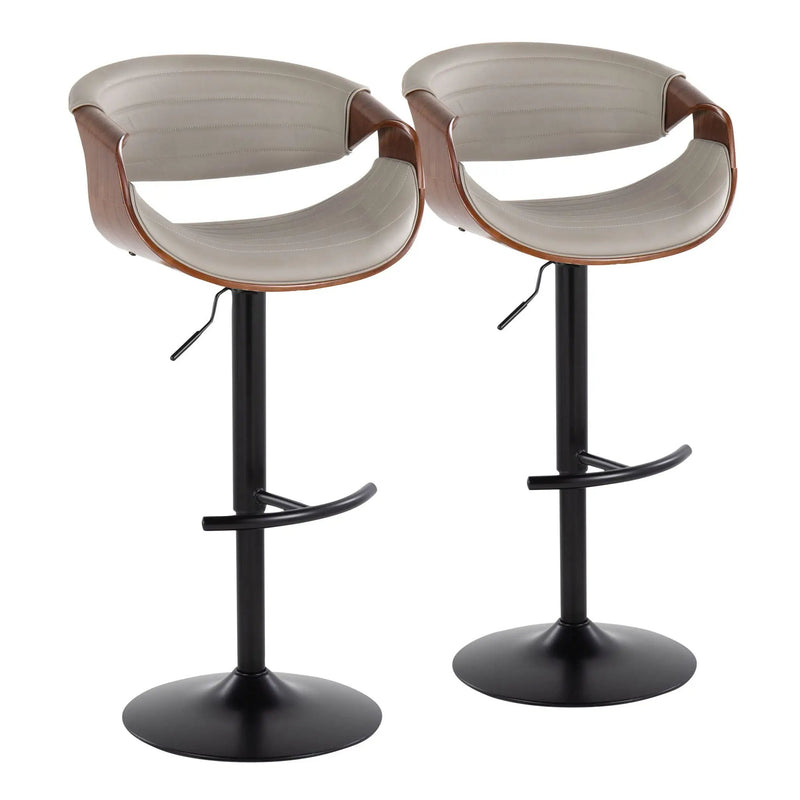 Symphony - Mid Century Modern Adjustable Barstool With Swivel With Rounded T Footrest (Set of 2) by Unique Piece Furniture