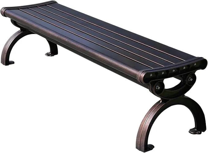 Outdoor Bench Chair Cast Aluminum Garden Bench Patio Bench All-Weather Park Bench for Backyard Porch Lawn (150cm Armless Park Bench) by GreenHaven Gardens