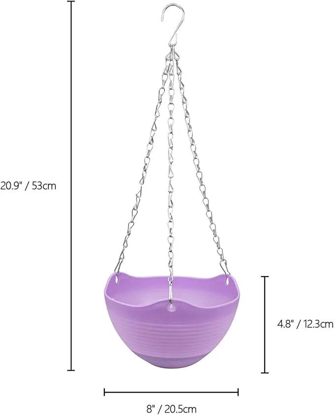 Foraineam Set of 7 Colors Self-Watering Hanging Planter Indoor Outdoor Garden Flower Plant Pot Container with Drainer and Hanging Chain by GreenHaven Gardens