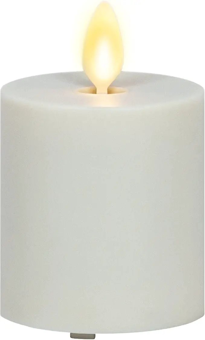 Luminara Outdoor Votive Flameless LED Candle, Pearl Ivory 2" x 3.2", Moving Flame Battery Operated Timer Remote Ready IPX4 Matte Plastic Finish by GreenHaven Gardens