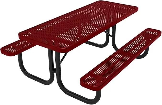 T6-P-TXTBUR Heavy Duty Rectangular Portable Picnic Table, 6 Ft, Textured Burgundy, Made in America by GreenHaven Gardens