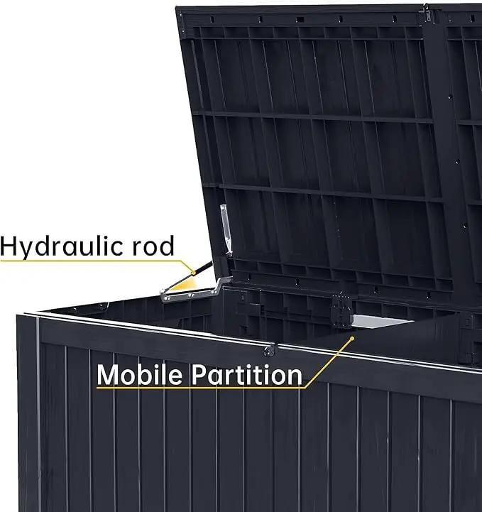 182 Gallon Deck Box Waterproof, UV Resistant Resin Outdoor Storage Box with Hydraulic Rod, Lockable Design and Enhanced Durability for Patio, Garden, and Poolside Use by GreenHaven Gardens