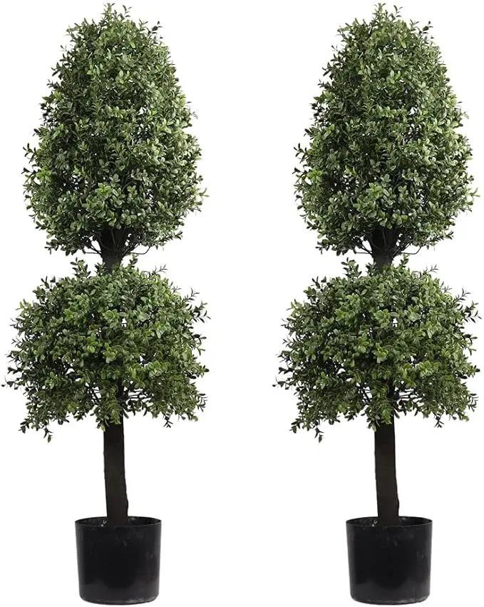 4ft Artificial Topiary Trees Boxwood Ball Shape Fake Trees Porch Decor, Outdoor Plants 2Pack by GreenHaven Gardens