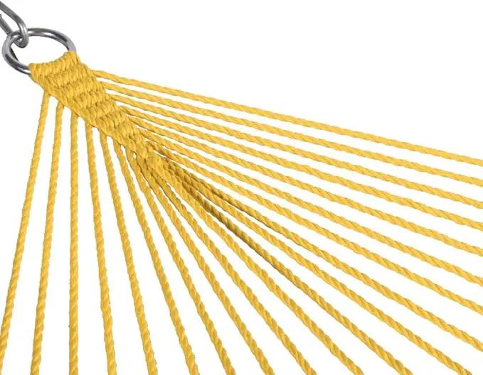 Lazy Daze Hammocks 10.5 FT Double 2 Person Caribbean Rope Hammock, Hand Woven Polyester Hammock with Spreader Bars, for Outside Outdoor Backyard Patio Poolside,450 LBS Capacity, Yellow by GreenHaven Gardens