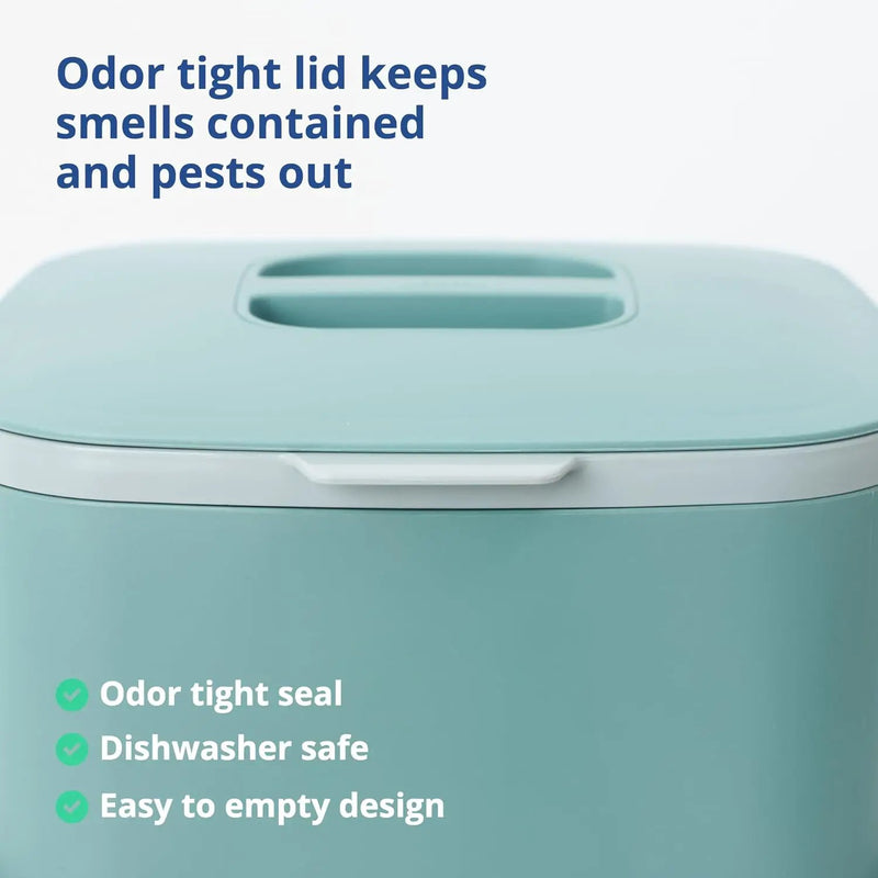 Blue Ginkgo Kitchen Compost Bin [5L / 1.32 GAL] – Filter-Free, Odor-Tight Countertop Food Waste Pail with Handles (Made in Korea, Green) by GreenHaven Gardens