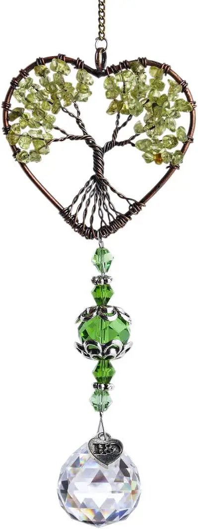 H&D HYALINE & DORA Tree of Life Car Rearview Mirror Hanging Ornament Pendant Accessories Fengshui Suncatcher (Green) by GreenHaven Gardens