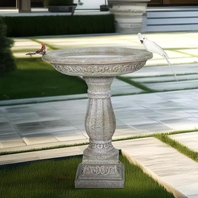 SKYFIRE 20”Dia.X 23.8”Tall Outdoor Birdbath with Pedestal - Modern Garden Birdbaths Outdoor Decor for Bird Spa & Birdfeeder, Floor Bird Baths for Garden Patio, Yard, Lawn by GreenHaven Gardens