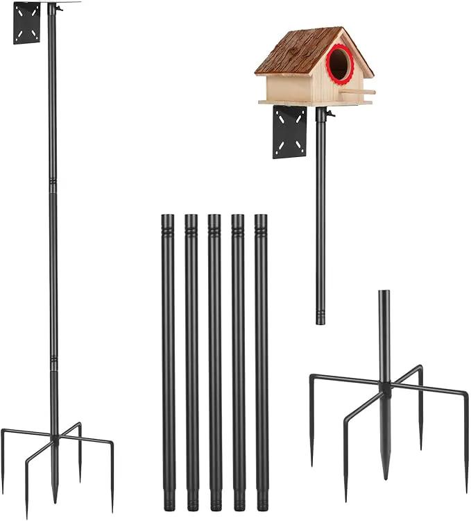 Smart Bird Feeder Pole - (32-92 Inch) Adjustable Bird House Pole Compatible with BirdBuddy, Outdoors Weather Station and Variety of Smart Birdhouse Styles, Heavy Duty Bird Feeder Stand Mount Kit by GreenHaven Gardens