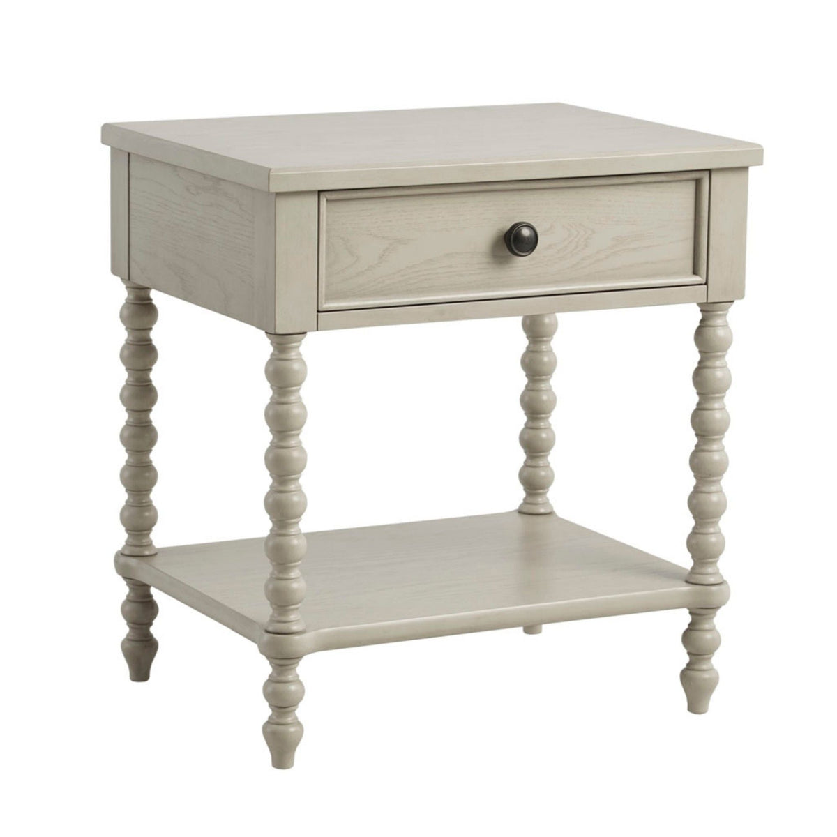 Traditional Nightstand Table with Drawer and Shelf - Light Brown