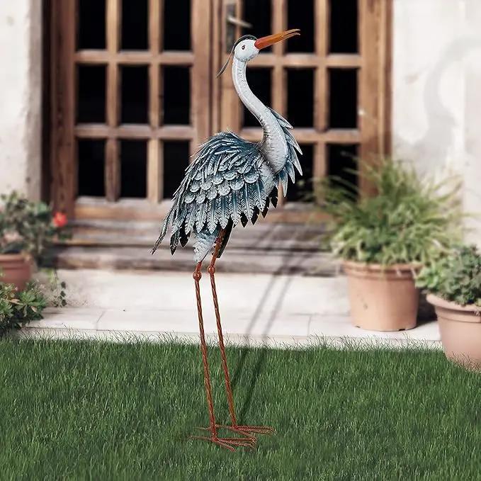 TERESA'S COLLECTIONS Garden Decor Blue Heron Sculptures & Statues Backyard Decor,24.5" Coastal Metal Cranes Decoy for Outdoor Decoration Outside Yard Art Patio Pond Pool Lawn,Housewarming Gift for Mom by GreenHaven Gardens
