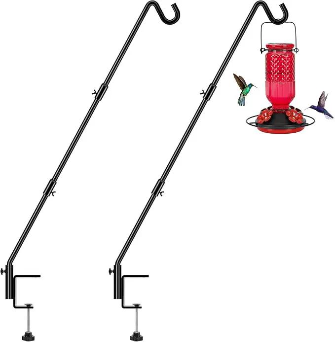 FEED GARDEN [Upgrade Version 2 Pack Bird Feeder Hanger Adjustable 43 Inch Deck Hooks for Railing 360 Degree Swivel Heavy Duty Hanging Hooks for Bird Feeders Wind Chimes by GreenHaven Gardens