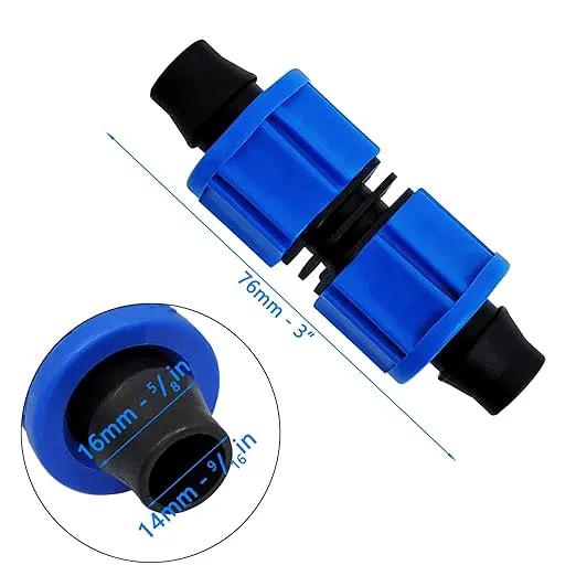20pcs Drip Irrigation Coupling, Blue Connector Farm Irrigation Tools, Universal Joint Drip Irrigation Tube Fitting Set (5/8 Inch) by GreenHaven Gardens