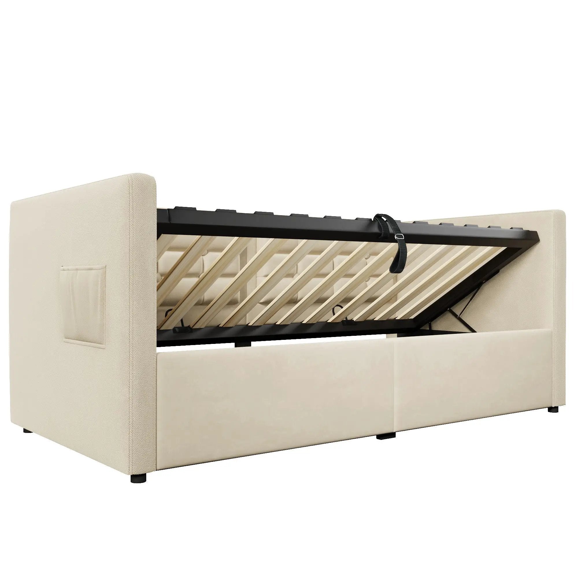 Upholstered Hydraulic Storage Daybed With USB & Type C Charging by HouseOfZazla