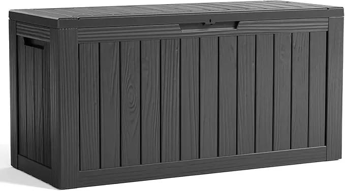 80 Gallon Resin Deck Box, Lockable Outdoor Storage Box for Patio Cushions Storage Furniture,Garden Tools, Pool Supplies, Weatherproof and UV Resistant- Black (80 Gallon) by GreenHaven Gardens