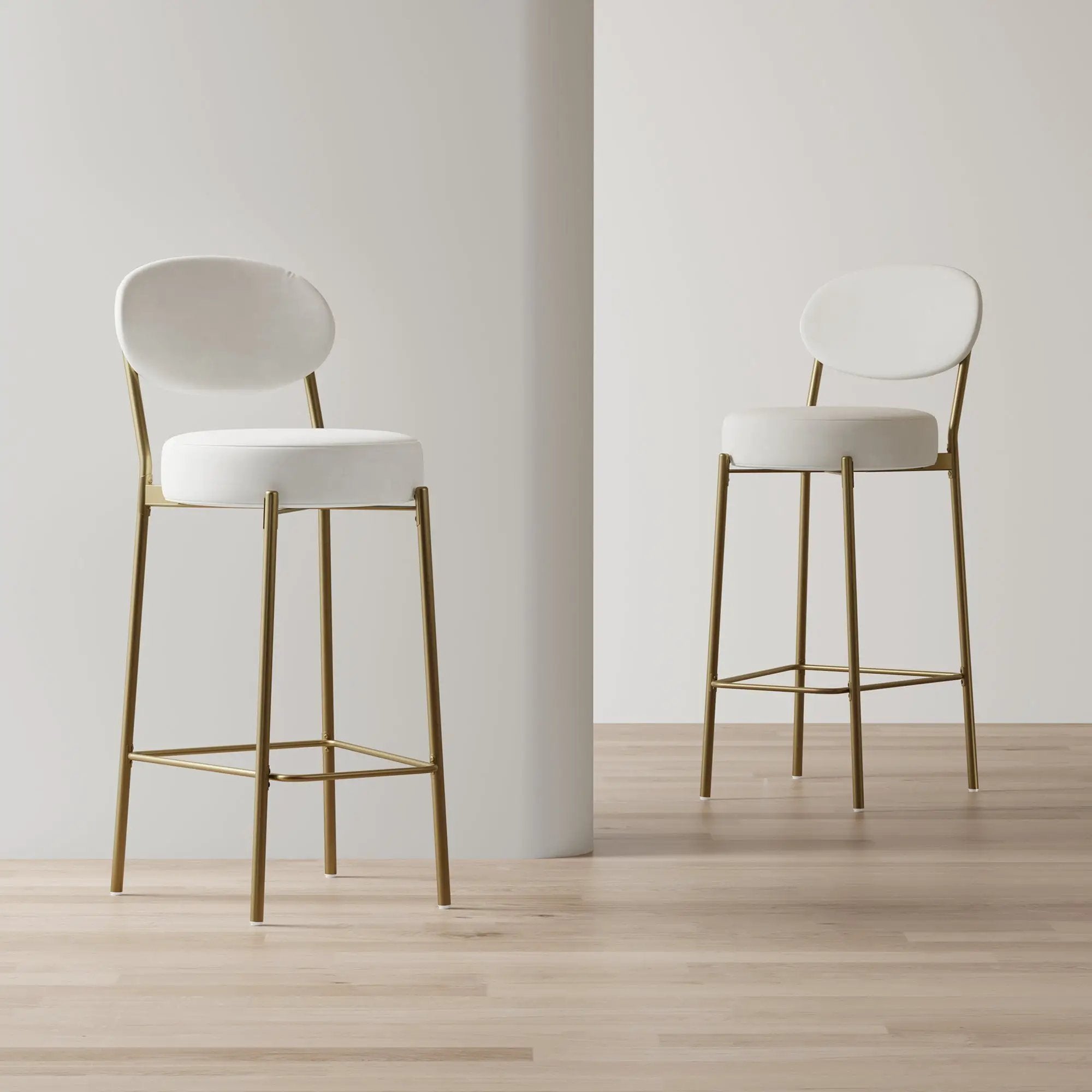 29'' Upholstered Velvet Bar Stools with Backrest & Footrest - Set of 2 by HouseOfZazla